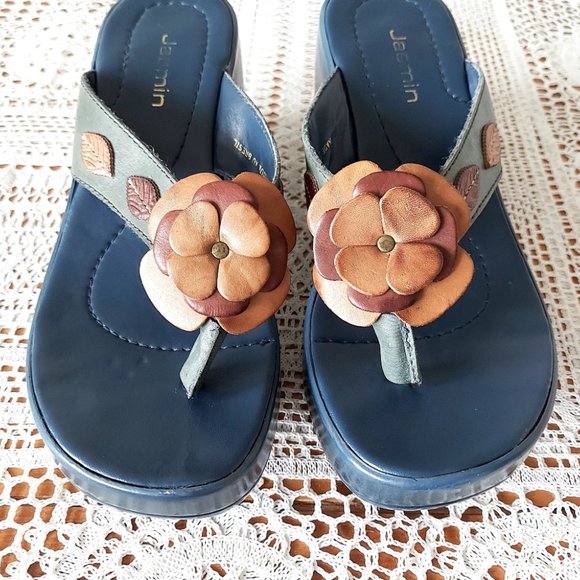 Jasmin Wedge Size 9 Thong Sandals Lightweight Platform Comfy Block Chunky Heel - Picture 5 of 14